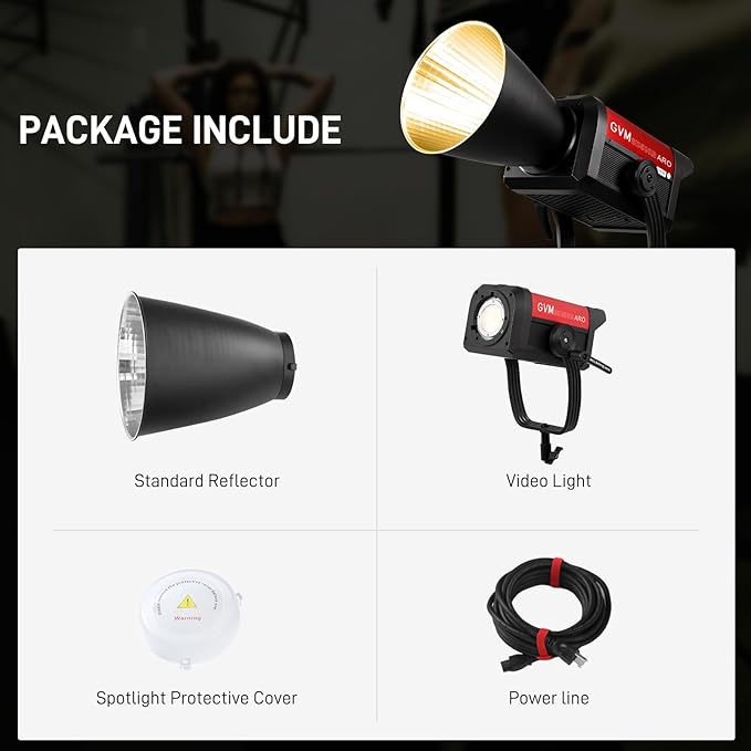 GVM 500W LED Video Light, APP Control, 2700K-6800K CCT, 227040lux@1m with Standard Cover, 12 Dynamic Effects, Bluetooth Control for Photography, Studio, and Video