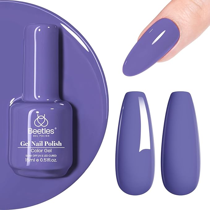 Beetles Purple Gel Polish - 1pc 15ml Periwinkle Pale Soft Purple Gel Spring Colors Soak Off Uv Lamp Nail Art Manicure Salon Design DIY Home Gift for Women Girls