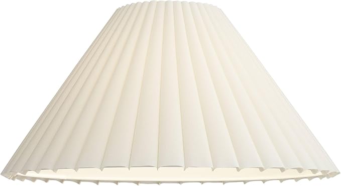 Lamp Shade 6.75" Top x 20.75" Bottom x 10.5" High x 12.5" Slant, 6" Diameter Inside Top x 19.25" Inside Bottom, Large Round Antique White Empire Fabric Box Pleat Spider Harp Finial - Springcrest
