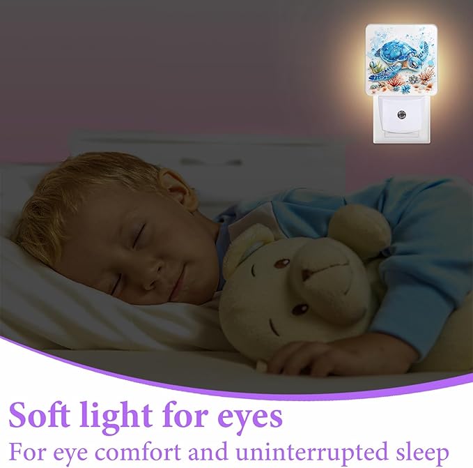 Sea Turtle Night Light,Plug-in Night Lights with Dusk-to-Dawn Sensor for Bedroom,Bathroom and Living Room Sleep Friendly lamp 0.5w