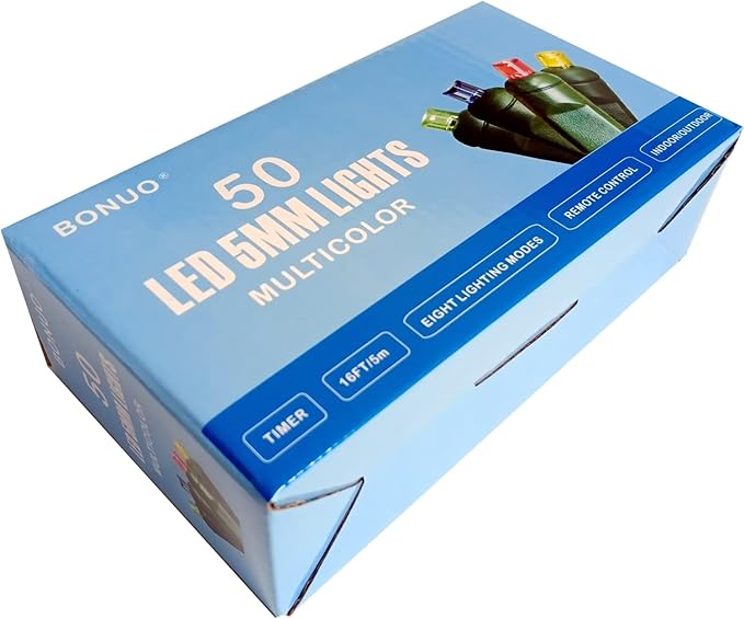 50 LED Battery Operated Christmas Lights, 16FT 5mm Mini String Lights with Remote Timer 8 Modes Waterproof for Indoor Outdoor Tree Garden Wreath Christmas Decor (Multicolor)