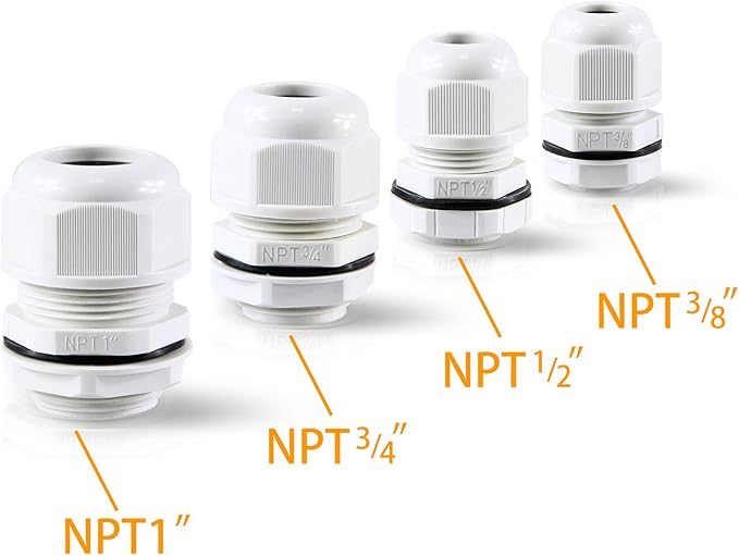 XHF 5 Pcs 3/4" IP68 Strain Relief Nylon Cord Grip Waterproof NPT Cable Glands Adjustable UL Listed and RoHS Compliant (Grey)