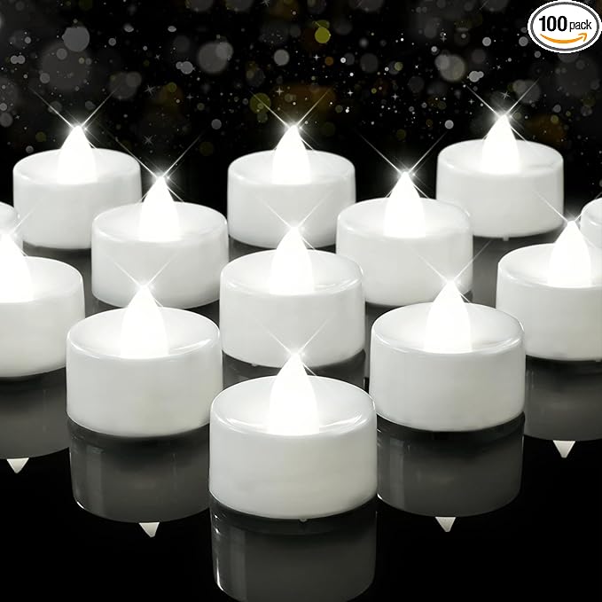 BEICHI Flameless Candles, 100Pack Battery Operated Candle, Pure White Light