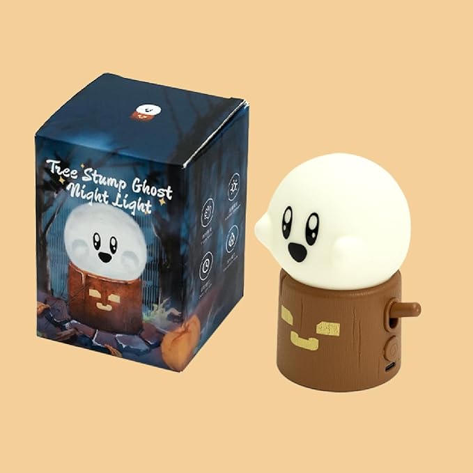 Ghost Campfire Night Light, Small Ambient Lamp, Cute Night Light, 2 Modes/Rechargeable/Cordless/Dimmable Brightness, Warm Lamps for Kids Sleep Buddy, Work/Study Buddy, Gift