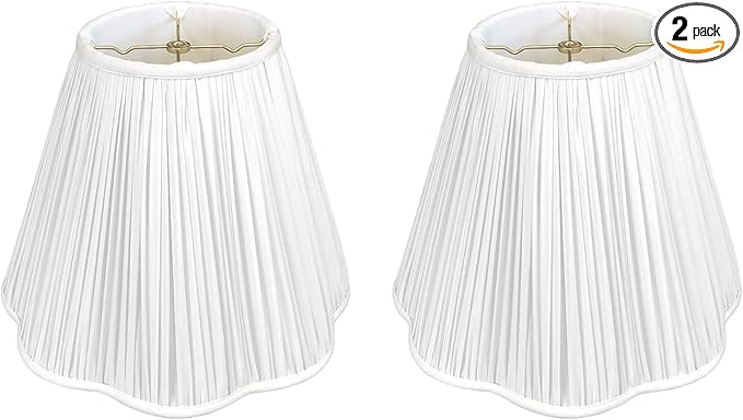 Royal Designs, Inc. BSO-754-16WH-2 Bottom Scallop Gather Pleat Basic Lamp Shade, 8 x 16 x 13, White, 2-Pack