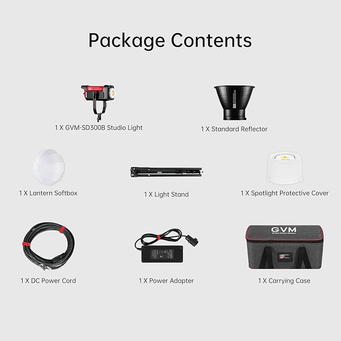 GVM 300W Photography Lighting Bi-Color Video Light with Bowens Mount Lantern Softbox and Stand CRI 97+ CCT 2700K~6800K 12 Lighting Scenes App Control Studio Lights for Photography