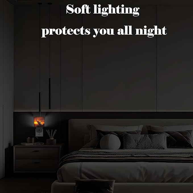 Sunset Humpback Whale Night Light,Plug Into Wall for Boys Girls Bedroom Decorative Square Night Light Lamp 0.5w Sleep Friendly