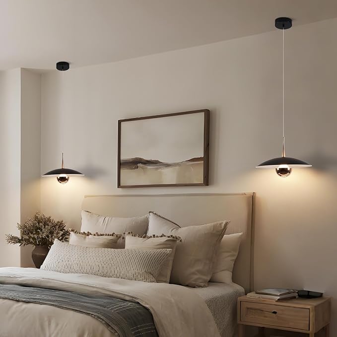 KCO Lighting Modern Black Metal Pendant Lamp Brass Gold Kitchen Island Pendant Light Industrial Matt Black Barn Pedant Lighting Adjustable Retro Vintage Farmhouse Hanging Dining Lights Fixture