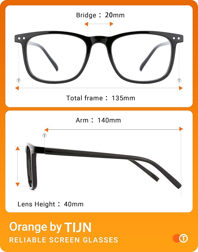 TIJN Sleep Glasses Blue Green Light Blocking Dual AR Coatings Amber Lens for Computer Gaming Screen Fatigue & UV Protection