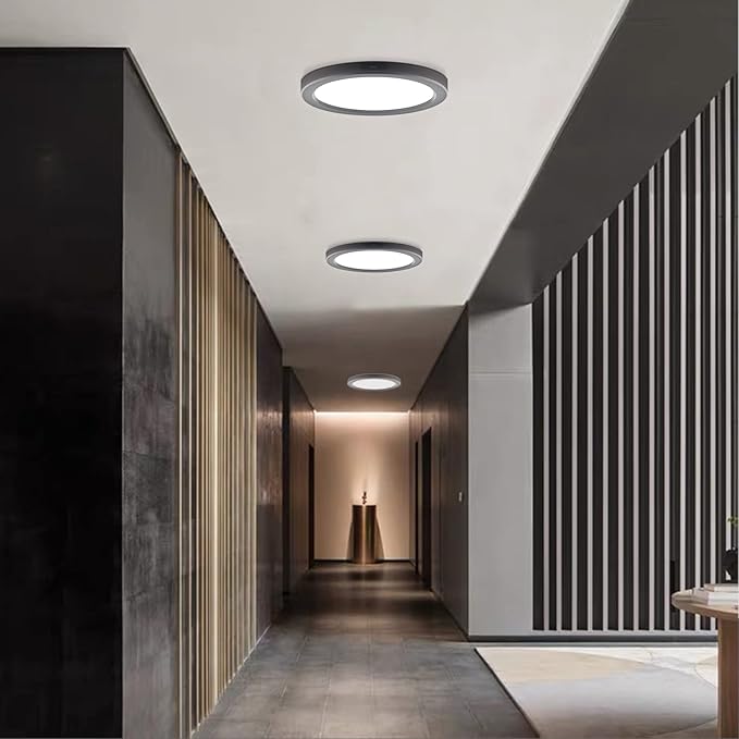 11" Flush Mount Ceiling Light Dimmable with ETL CERT, 5000K Black LED Ceiling Lights Ultra Thin Round Ceiling Light Fixture for Bedroom, Bathroom,Kitchen, Hallway,Basement,Closet,1Pack