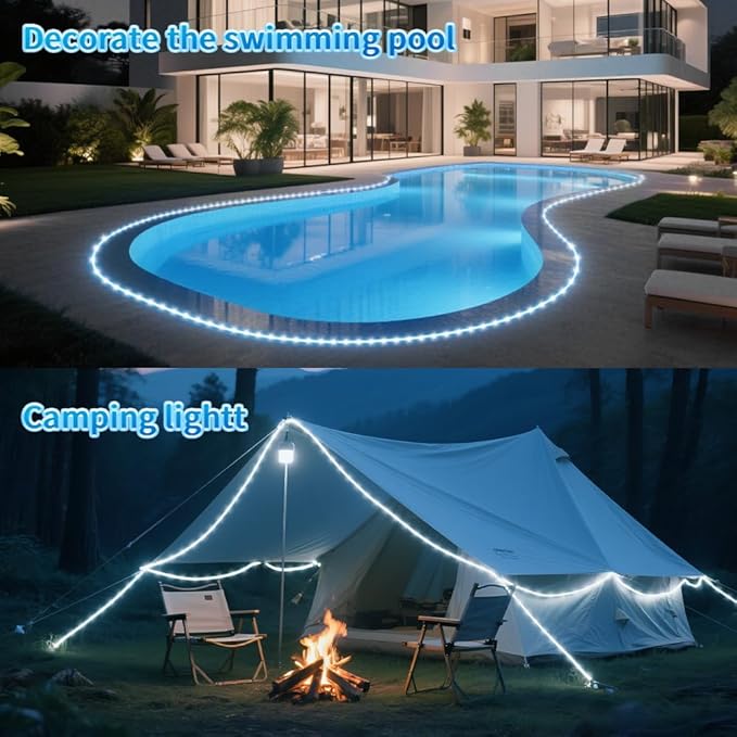 Solar Rope Lights 39FT 100LEDs,IP65 Waterproof Outdoor String Light, Palm Tree Lights for Party Garden Yard Pathway Patio Wedding Christmas Halloween Holiday Decoration (Cool White)