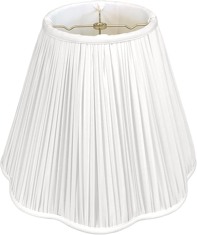 Royal Designs, Inc. BSO-754-16WH Bottom Scallop Gather Pleat Basic Lamp Shade, 8 x 16 x 13, White
