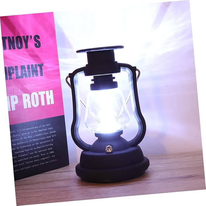 BESPORTBLE Solar Retro Horse Light USB Rechargeable Camping Lantern Hand Power Generation Multi-Functional Emergency Tent Light Black for Outdoor Adventures