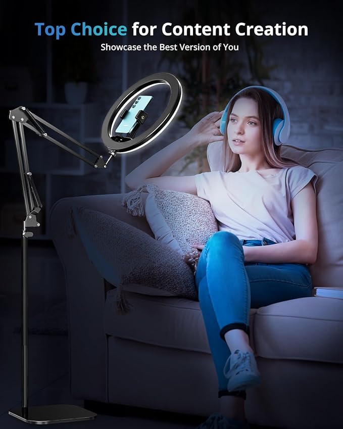 UBeesize 12" Ring Light Tripod for iPhone with Overhead Phone Mount Holder, Desk Ring Lights with Stand and Camera Mounts for Photography/Live Streaming/TikTok/YouTube Content Creation