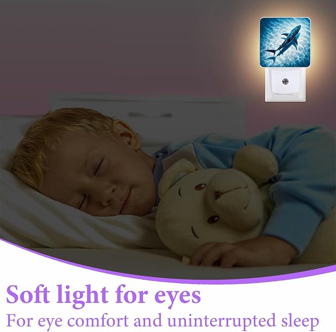 Floating Shark Night Light,Sea Animals Night Lights Plug into Wall,Led Lamp for Stairway/Hallway/Bedroom 0.5W Nightlight Sleep Friendly