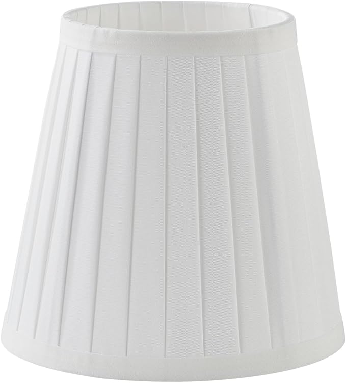 5 Pack White Silk Pleated Chandelier Shades, 4" Top x 6" Bottom x 6" High, 4x6x6 Inch Clip On E12 Bulb, Pendant Light Wall Sconce Lamp Shade, Silk-Pleat Handmade Barrel Lampshades Covers(Large Size)