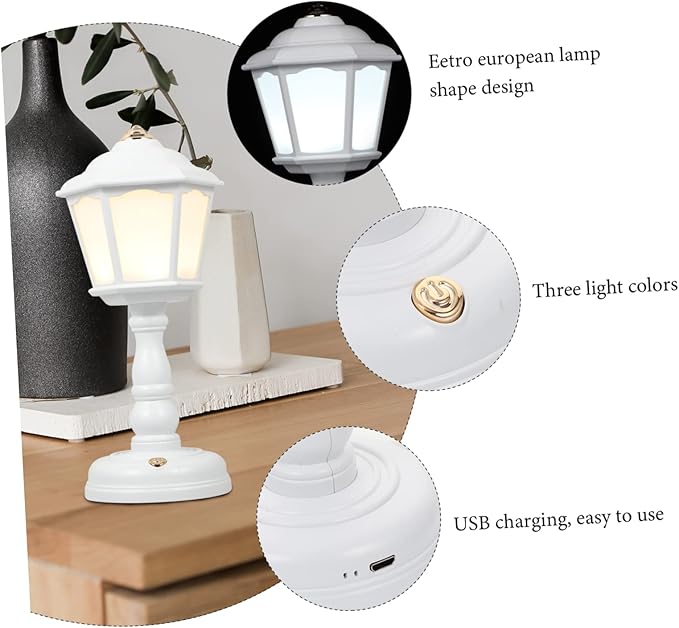 Lamp Dimmable Nightstand Light Retro Mini Lamp USB Charging Vintage Palace Lantern Decor