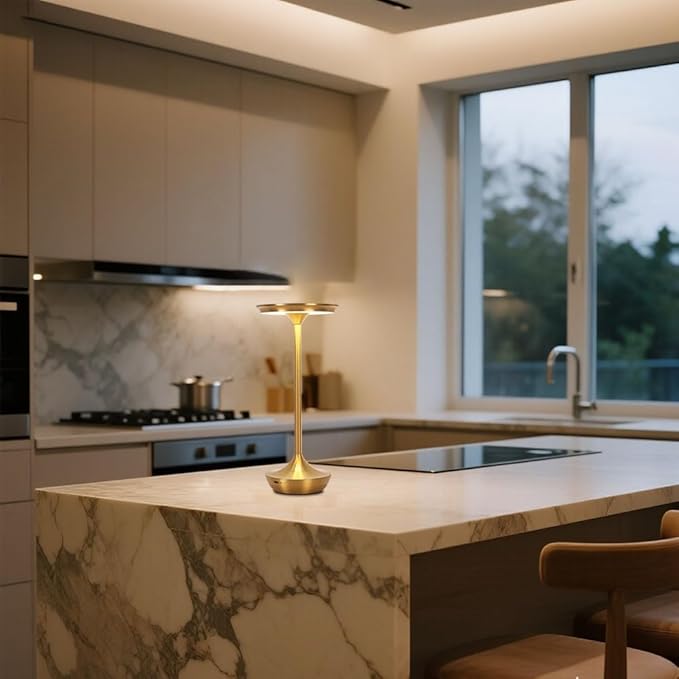 2 Pack LED Rechargeable Cordless Table Lamps,Portable Outdoor 6000 mAh Battery Operated Table Light Touch Control 3 Color Dimmable Waterproof for Patio/Cofee/Restaurant/Camping/Dining/ Bedroom-Gold