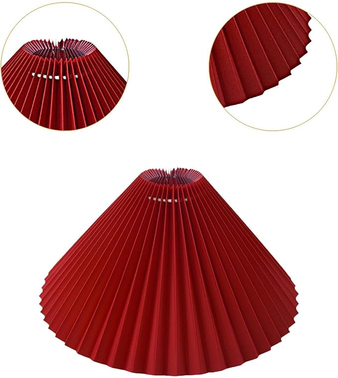 Pleated Table Lamp Shade Replacement Home Decor Lighting Fixtures Light Cover Floor Lamp Shade for Office, Red