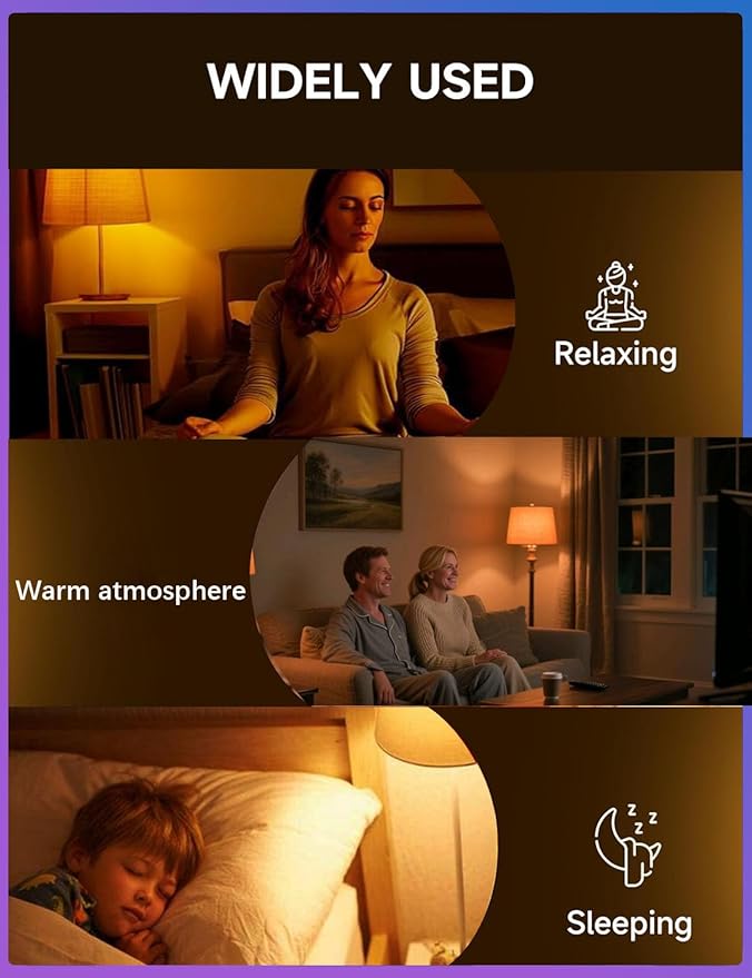 Amber Sleep Light Bulbs Dimmable, Blue Light Blocking, A15 1.5W(15 Watt Equivalent) Dim Light Bulbs for Lamp, 1600K Warm Light Bulb, E26 for Healthy Sleep, Bedroom, Kids Room, 4 Pack