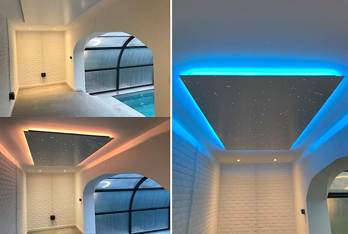 Car Use Starlight Headliner Kits, AZIMOM RGBW 6W Fiber Optic Star Ceiling Light Kit 450pcs 0.03in 9.8ft, Bluetooth/APP & Sound Activated Sensory Music Mode Home Roof Ceiling Decor