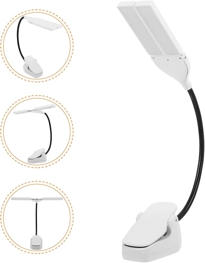 LED Rechargeable Clip-on Music Stand Light Flexible Gooseneck Piano Lamp with LED Desk Light for Upright Piano and Reading Battery Powered Portable Clip for Practice Random Color