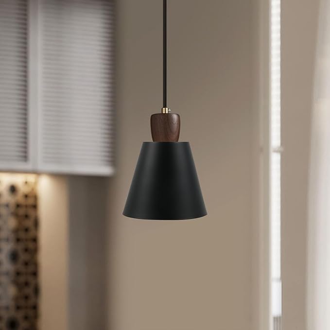 MY MIRONEY 2PCS Black Barrel Metal Lampshade Hardware E27 Industrial Pendant Light Shade Vintage Chandelier Lamp Shades Cone Bulb Guard Table Desk Lamp Cover, 4.13" Height