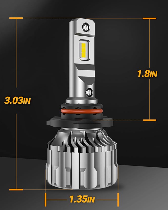 SEALIGHT 9007/HB5 Bulbs 38000LM Ultra-Brighter, 9007 Bulbs 6500K Cool White Fog Lights, 60000+ Hours lifespan with 15000RPM Cooling Fan, 1:1 Mini Size Quick Install Plug and Play, Pack of 2