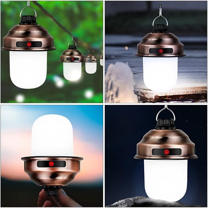 VANZACK Rechargeable LED Tent Lantern Mini Portable Atmosphere Light Super Bright Retro Camping Lamp for Outdoor BBQ and Garden Use