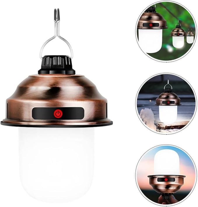 GLEAVI Rechargeable LED Tent Lamp Outdoor Camping Lantern Portable Retro Horse Lantern Super Bright Copper Color for Hiking and Backpacking
