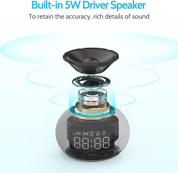 Reacher Auto-Dimmable Sound Machine Alarm Clock with Night Light, 20 Soothing Sounds, LED Digital Display, Sleep Timer, Precise Volume Control, White Noise Soother for Baby, Adults, Bedrooms