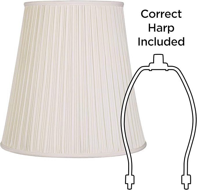 Creme Mushroom Pleat Large Lamp Shade 12" Top x 18" Bottom x 18" Slant x 17.75" High (Spider) Replacement with Harp and Finial - Springcrest