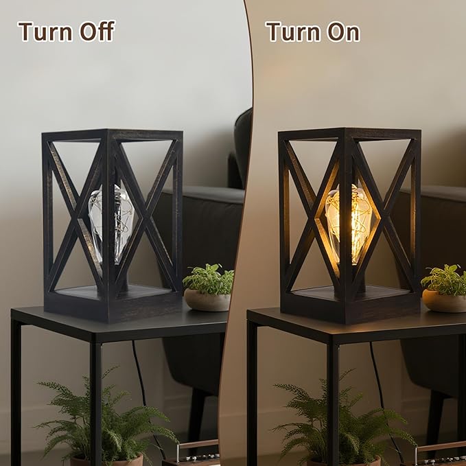 Cordless Table Lamp, 2 Pack Battery Operated Table Lamp, Portable Nightlight Lantern Decor for Outdoor Picnic Dining Room Bedroom Patio Backyard (Black & Gold Finish )