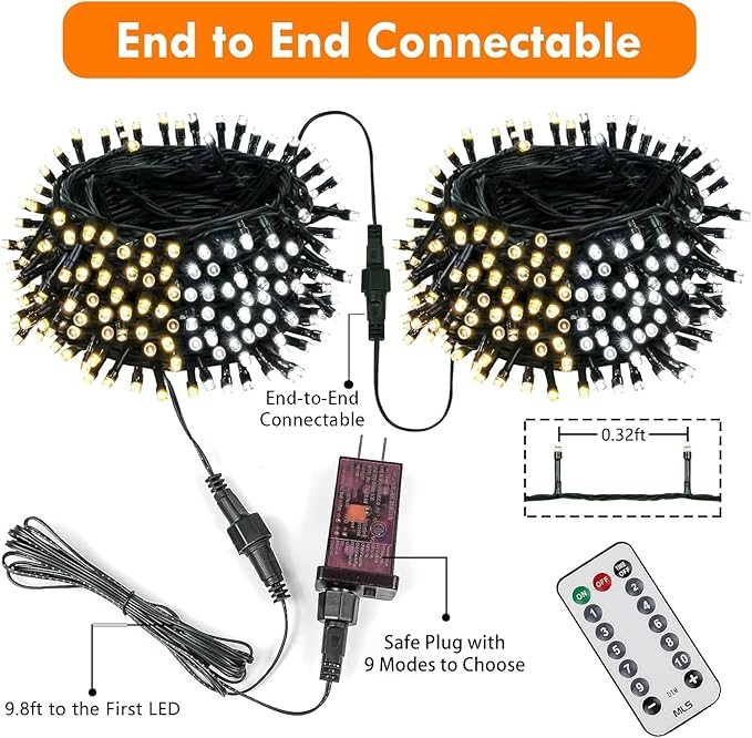 YIQU 200 LED Color Changing Christmas String Lights, 75.8ft with Remote & Timer