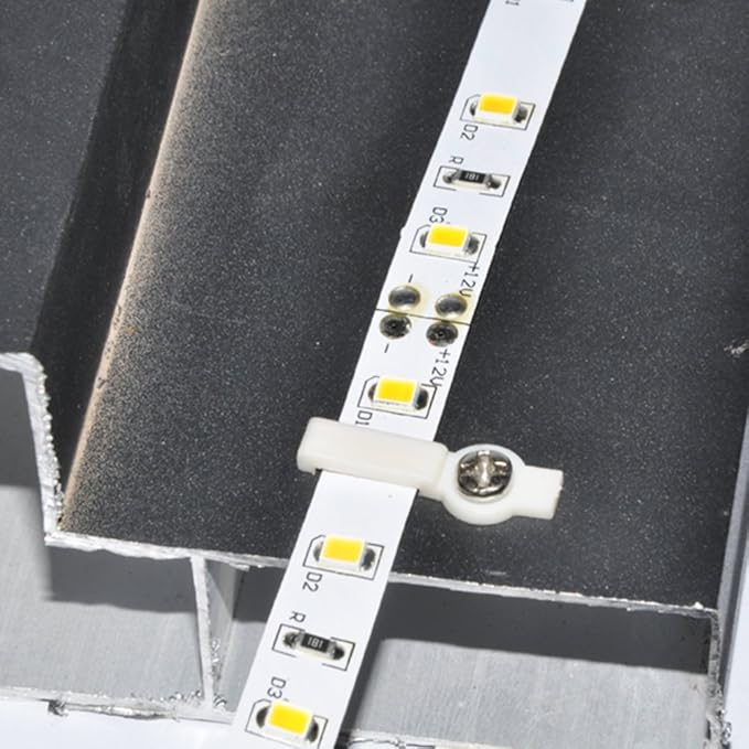 SpiritLED 100 Lots Strip Light Mounting Bracket Fixing Clip-One Side Fixing,Screws Included (100, Hollow Distance 9mm (Ideal for Strip Width 8mm))