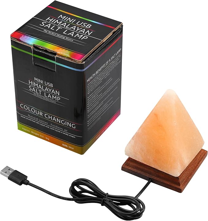 AMIR Pyramid Salt Lamp, 8 Colors Changing Himalayan Salt Lamp Crystal Rock Lamp, USB Salt Lamps Release Negative Ions for Bedroom, Living Room, Office Home Deco Yoga Gift