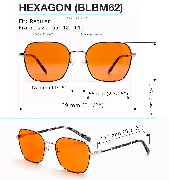Orange Blue Light Blocking Glasses for Better Sleep - Premium Stainless Amber Orange Computer Migraine Glasses for Women & Men - Amber fl 41 Gaming Blue Light Blockers for Eye Strain & Fatigue