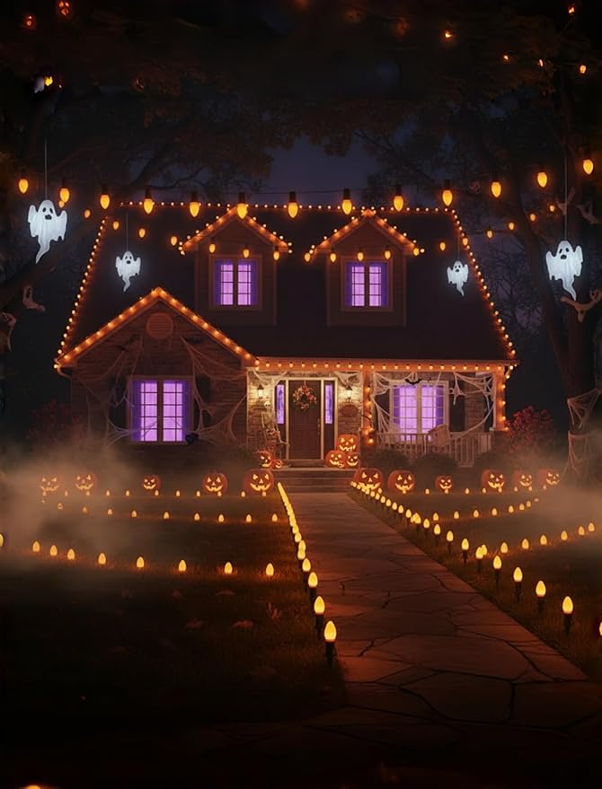 25 Pack C7 LED Christmas Lights Replacement Bulbs,Ceramic Orange Night Light Bulbs 0.6Watt Plastic Shatterproof LED Bulb E12 Replacement Bulbs for Outdoor Christmas String Lights,Candle Lights