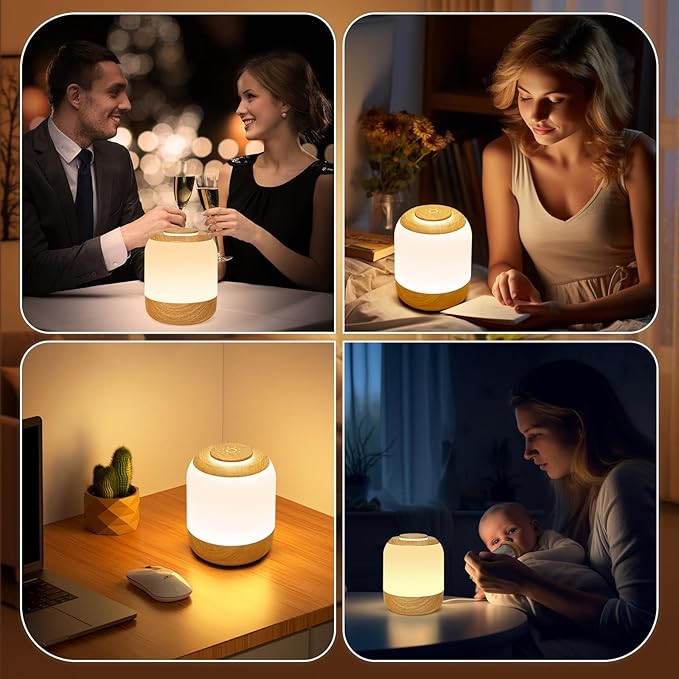 2 Pack Eye Caring Soft Night Light, Touch night light for Baby, Kids and Adults, Small Cute Bedside Lamp, 3 Colors, Dimmable, USB Rechargeable Warm Night Light for Bedrooms, Baby Nursery and Sleep Aid