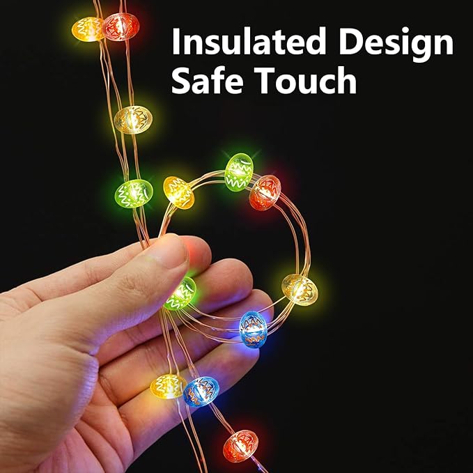 pozzolanas Led Fairy Lights Battery Operated Mini String Lights 2P Easter Egg Mini Lights 16FT 50LEDs Waterproof for Easter Indoor Outdoor Home Party Tree Windows