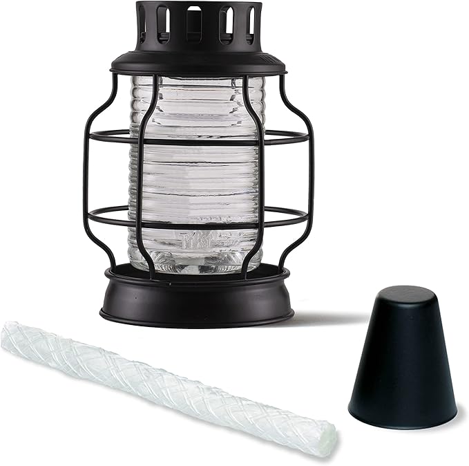 TIKI Tabletop Metal Torch Lanterns, 2-Pack – Stylish Outdoor Tabletop Tiki Torches for Patio, Garden & Backyard, Decorative Torch with Fiberglass Wick & Snuffer, Black