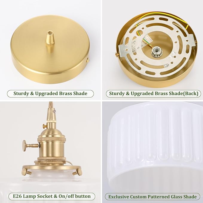 Battery Operated Pendant Light 5000mAh Rechargeable Chandelier with Remote Control Wireless Adjustable Hanging White Striped Light for Kitchen Island Dining Room Hallway, 2 Pack