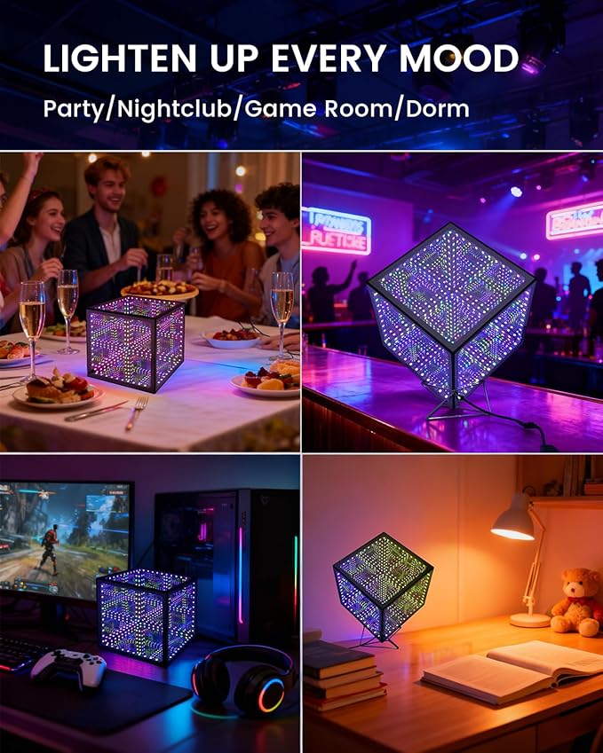 Infinity Hyper Cube LED Light Multicolor Desk Night Light with USB Controller and Stand (6 Inch)