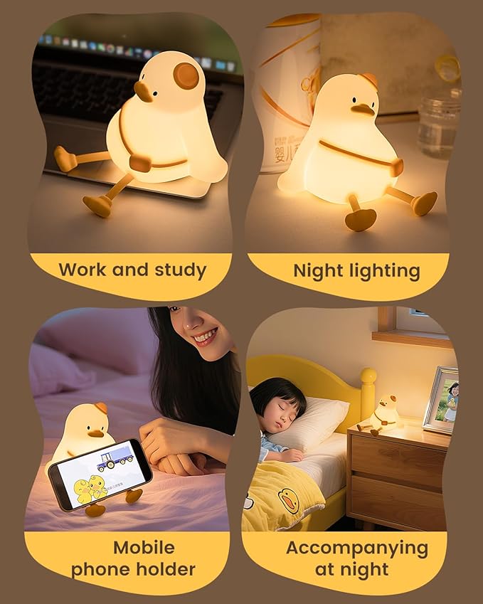 Duck Night Light for Kids – Silicone Tap Control, Auto-Off Timer, Portable LED Nursery Lamp for Baby & Toddler Bedroom
