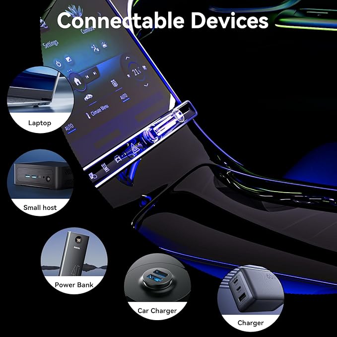 4 PSC USB LED Car Night Light Bulb,Retro Automotive Atmosphere Decor Lamp,Mini Adjustable car Light, Mini Adjustable USB car Light for car, Bedroom, Corridor, Camping, Plug and Play (4 Blue)