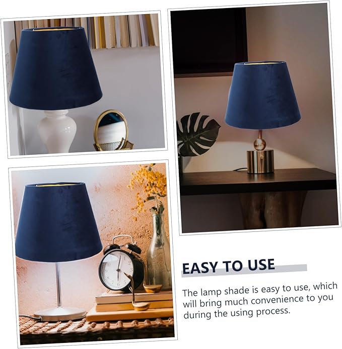 1pc Lamp Shade Blue Silk Lampshade Small Navy Pleated Home Decor Lamps Shades Lampshades for Table Lamp Cloth Lamp Cover Lamp Cover Shade Gold Trim Warm Large Velvet Beige Fabric