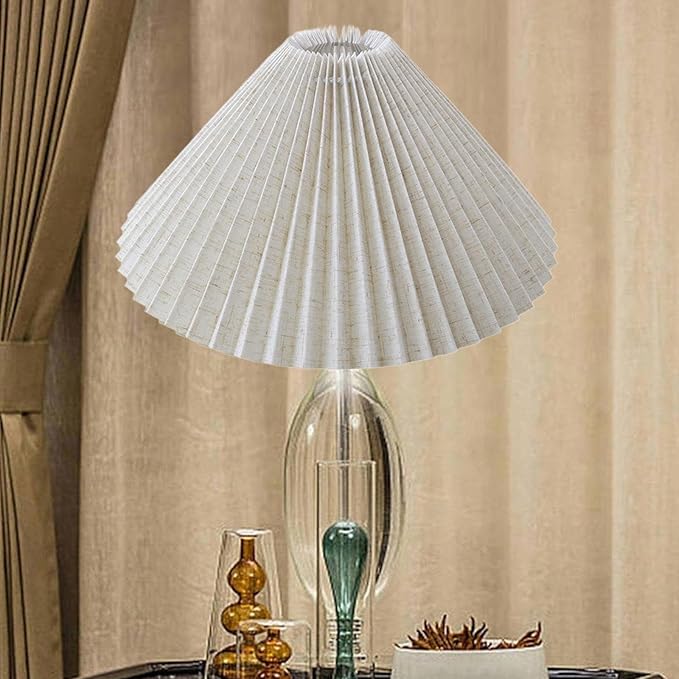 Pleated Table Lamp Shade Replacement Home Decor Lighting Fixtures Light Cover Floor Lamp Shade for Office, Linen
