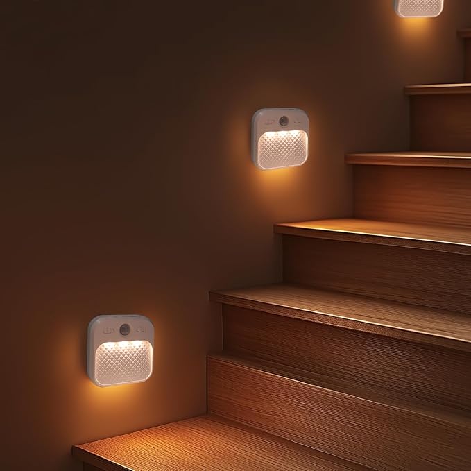 Led Night Light with Motion Detector 6 Pack, Cabinet Light Dimmable with Timer Function, Staircase Lighting 3 Color Temperature 3000/4500/6000K, Hallway Light Rechargeable 600mAh for Children's Room