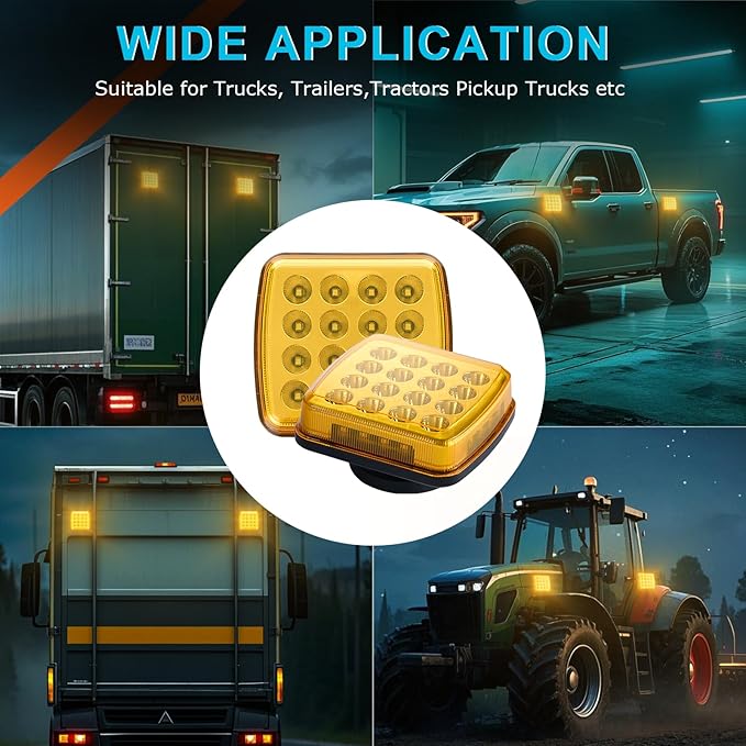 Wireless LED Road Flares for Emergency,Rechargeable Safety Flashing Lights for Vehicles,Portable Strobe Light Magnetic Emergency Strobe Light Kit for Trucks (Amber) (Amber)