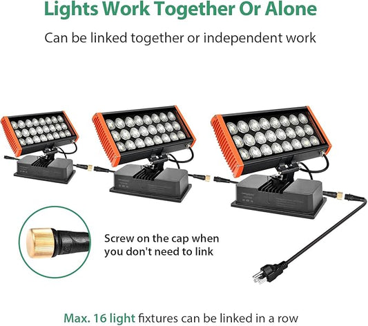 Smart LED Wall Washer Flood Light, 168W RGB+CW Color Changing Smart Light Fixtures with Group and Individual Control, Timing & Music Sync Functions, Waterproof for Outdoor Indoor Lighting Projects